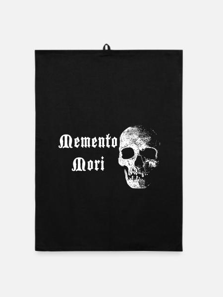 Crâne de Memento Mori – Contraste blanc - Torchon bio - noir - Devant