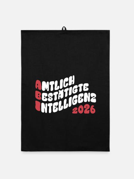 Abi 2026 - Abitur - Retro Flow Style Geschenk - Organic Geschirrtuch - Schwarz - Vorne