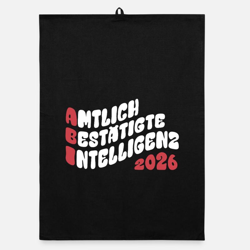 Abi 2026 - Abitur - Retro Flow Style Geschenk - Organic Geschirrtuch - Schwarz