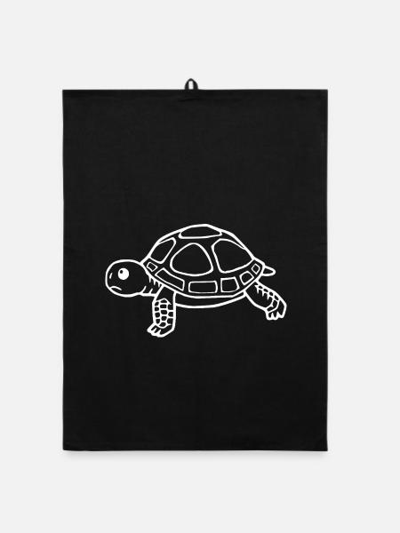 Turtle Turtles - Organic dish towel - black - Front
