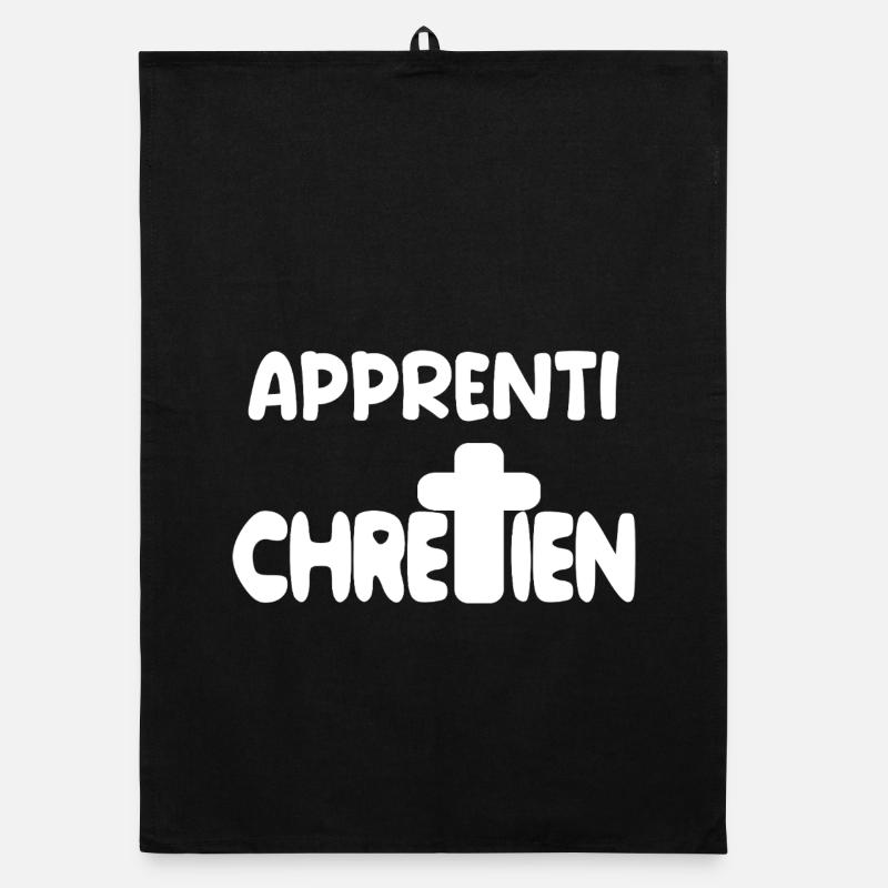 cadeau chrétien catholique dieu - Torchon bio - noir