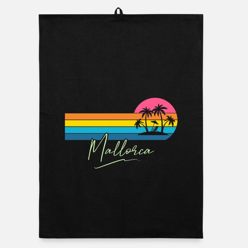 Mallorca Palmen Sunset Retro Organic Geschirrtuch