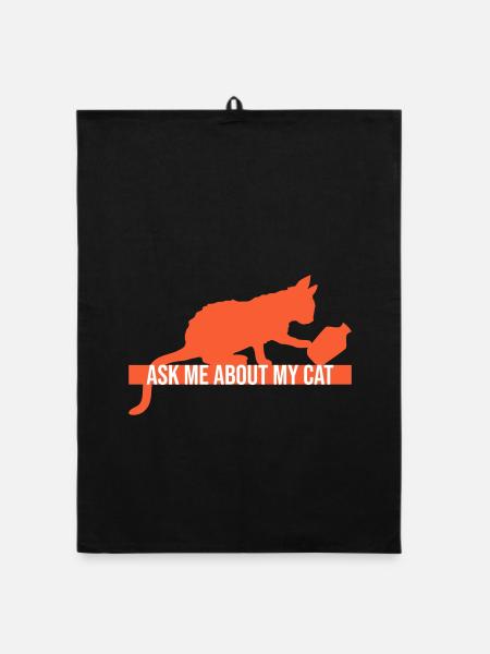 Demandez-moi pour mon chat Chat Amour des animaux Animaux - Torchon bio - noir - Devant