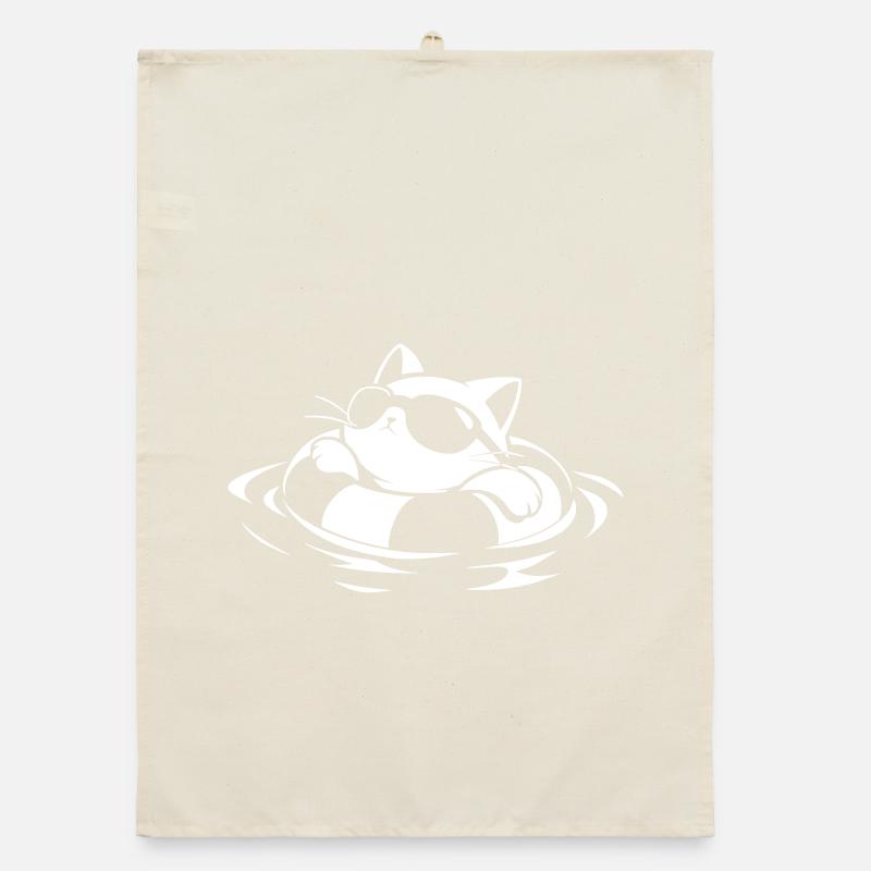 Cool cat in the water Organic dish towel