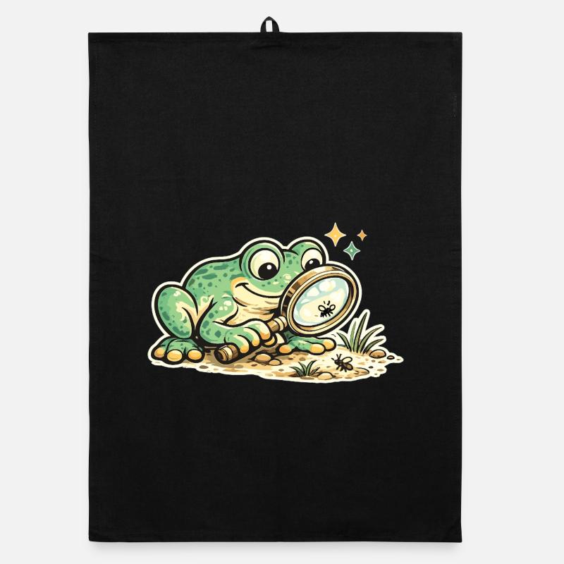 Détective grenouille à la recherche d’indices Torchon bio