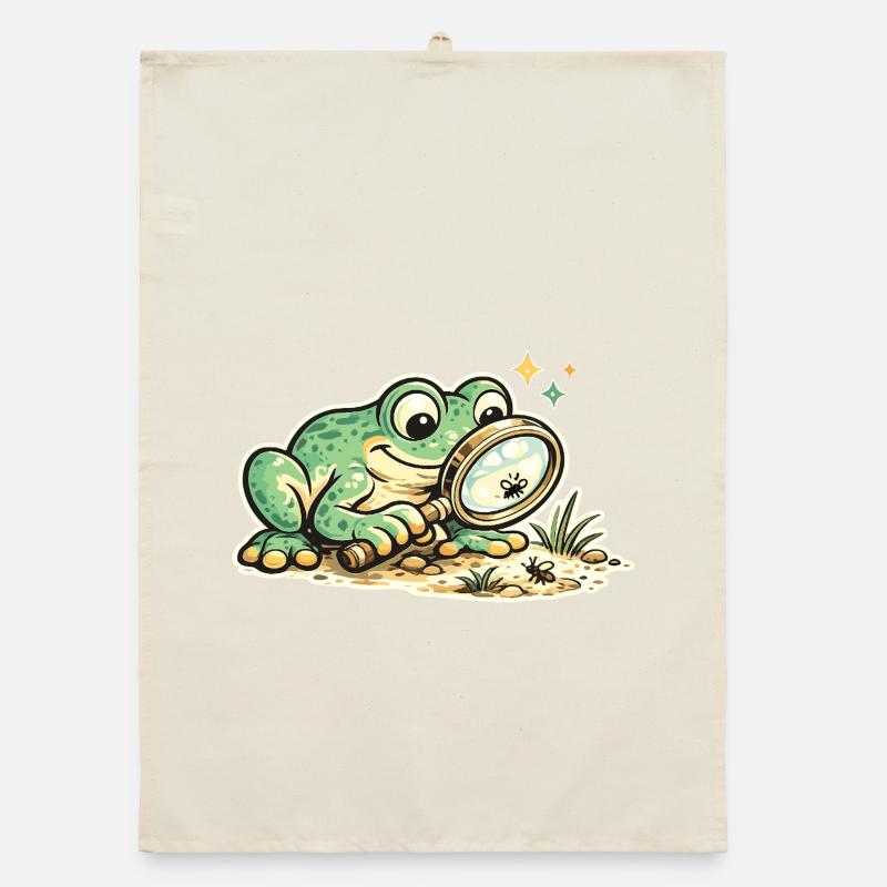 Détective grenouille à la recherche d’indices Torchon bio