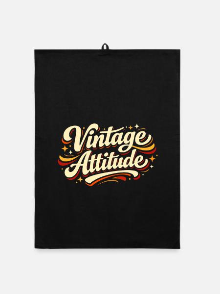 Vintage-Attitüde, lustiger, sarkastischer Opa, Oma - Organic Geschirrtuch - Schwarz - Vorne