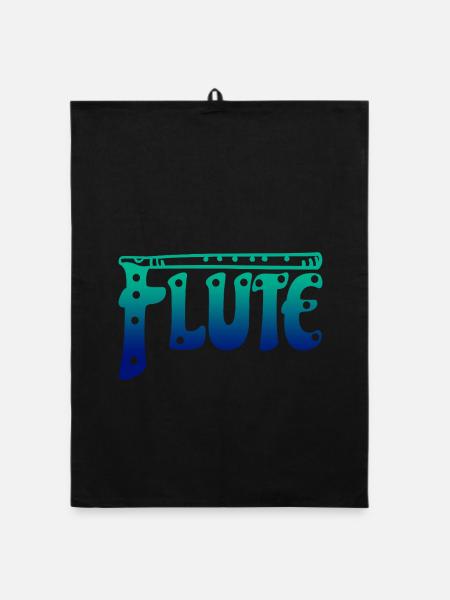 Gradient Flöte Typografie Musikliebhaber - Organic Geschirrtuch - Schwarz - Vorne