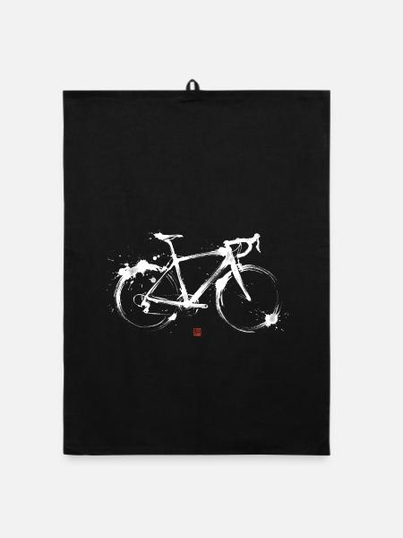 Rennrad Tusche Kunst Illustration Radsport - Organic Geschirrtuch - Schwarz - Vorne