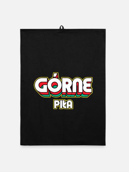 Górne Piła. Retro District Name - Organic dish towel - black - Front