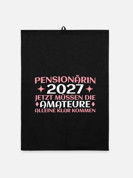 Pensionärin 2027 Abschied Beamtin Lustig - Organic Geschirrtuch - Schwarz - Vorne