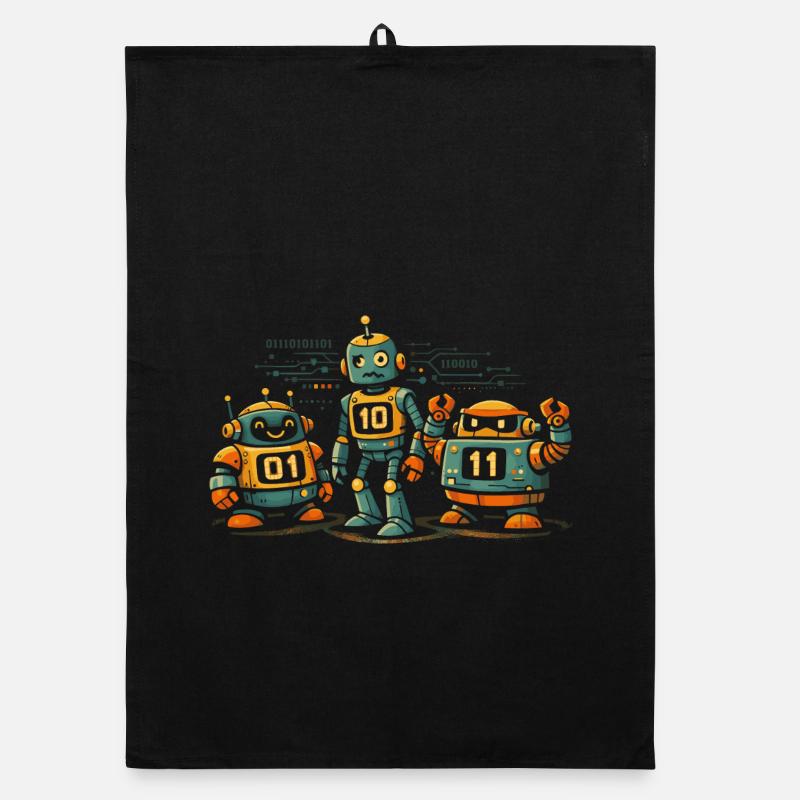 Geek Robots Binary Code Computer Science IT Organic dish towel