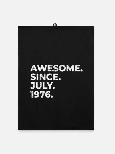 Since July 1976 – Awesome Vintage Typo - Organic dish towel - black - Front