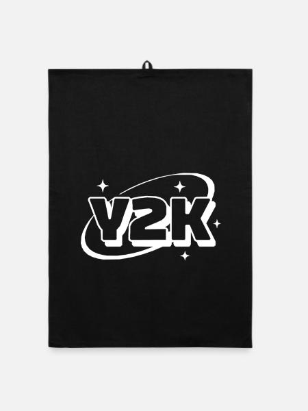 Y2K Neon Retro Stars - Organic dish towel - black - Front