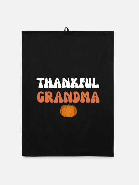 Dankbare Oma Thanksgiving Matching Familiengeschenk - Organic Geschirrtuch - Schwarz - Vorne