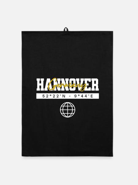 Hannover Niedersachsen Koordinaten Reise Souvenir - Organic Geschirrtuch - Schwarz - Vorne