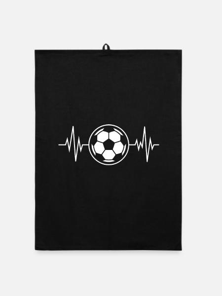 Fußball Herzschlag Herzschlag Herzschlag - Organic Geschirrtuch - Schwarz - Vorne