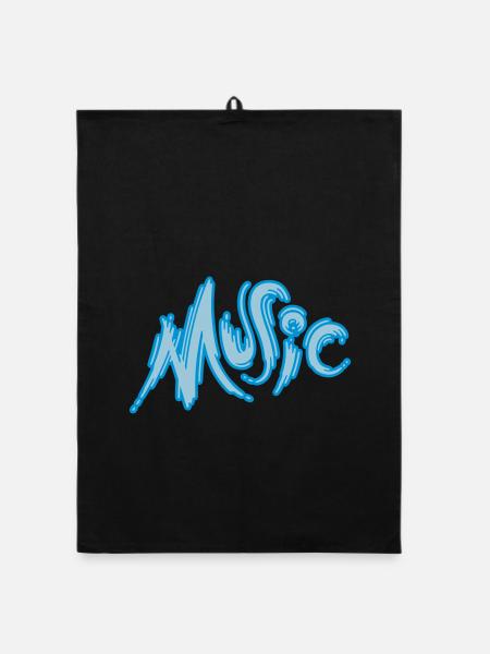 Music - Organic Geschirrtuch - Schwarz - Vorne