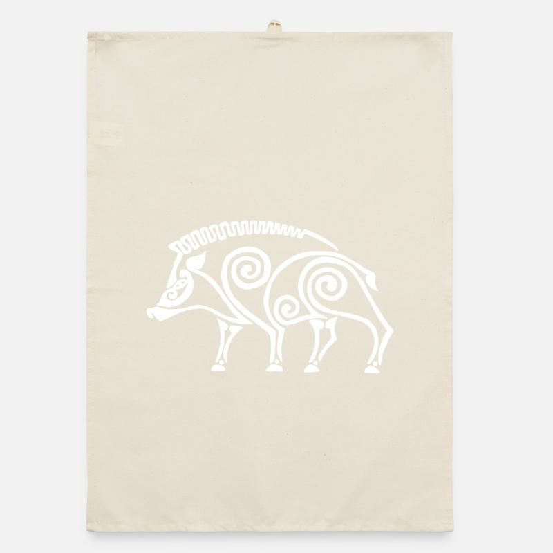 weißer keltischer Eber Organic Geschirrtuch