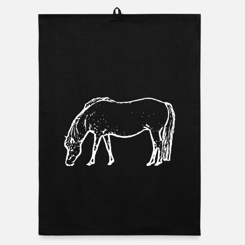 cheval blanc cheval blanc t-shirt cadeau cavalier - Torchon bio - noir