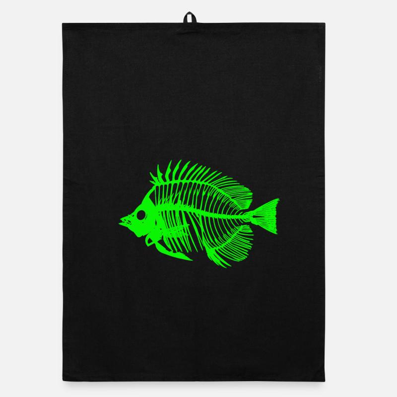 Conception de squelette de poisson brillant Torchon bio