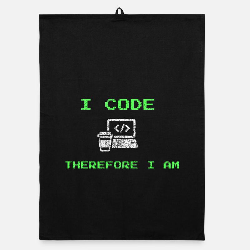 I Code Therefore I Am – Funny Developer Tee Organic dish towel