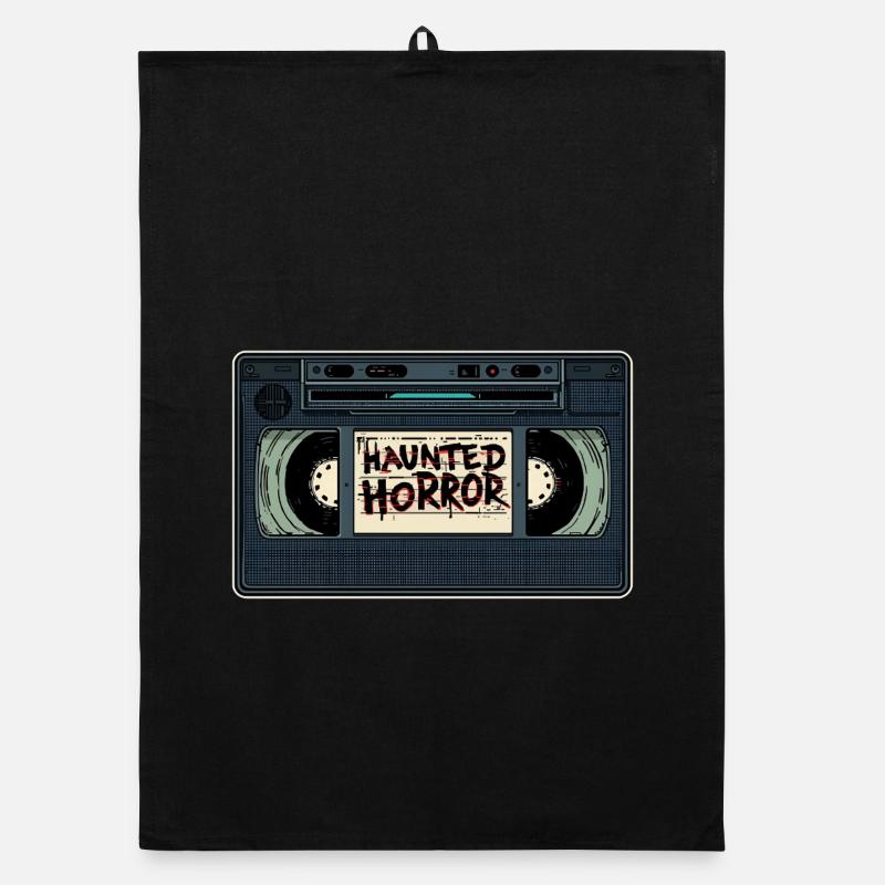 Haunted Horror Cassette Retro Organic dish towel