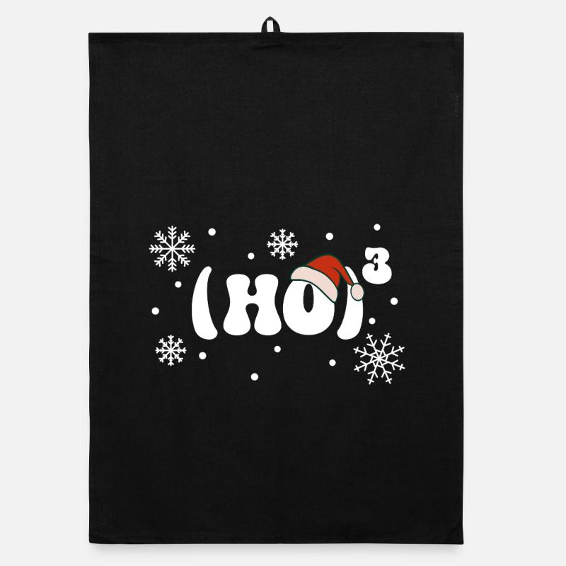 Ho Ho Ho - Santa Hat - Math - Christmas Organic dish towel