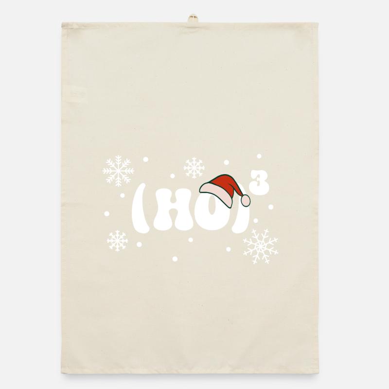 Ho Ho Ho - Santa Hat - Math - Christmas Organic dish towel