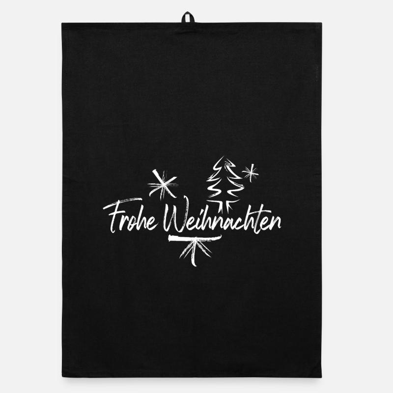 Frohe Weihnachten Schriftzug mit Deko Organic Geschirrtuch