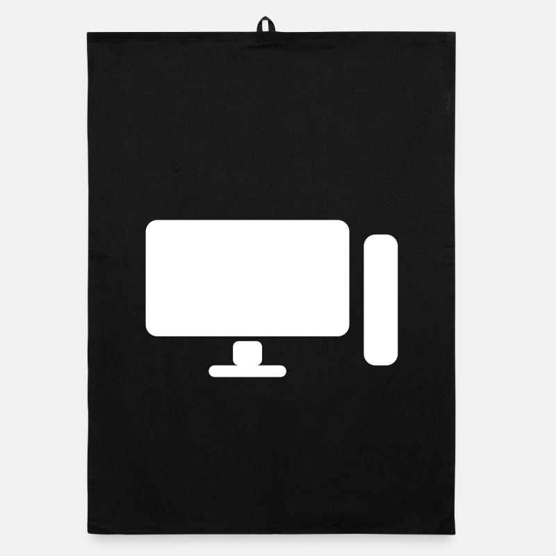 Minimal PC Setup Icon – Gamer Design - Organic dish towel - black
