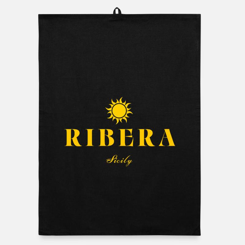 Emblème du Soleil de Ribera en Sicile Torchon bio