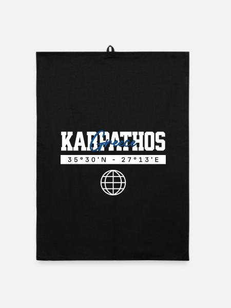 Karpathos Griechenland Koordinaten Reise Souvenir - Organic Geschirrtuch - Schwarz - Vorne