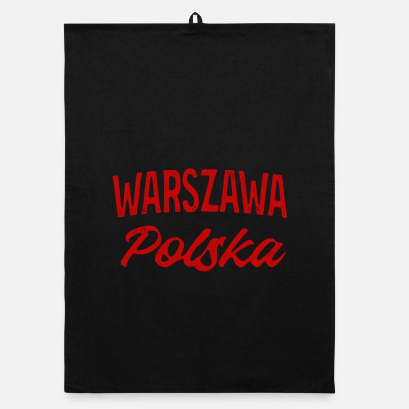 Warszawa Polska Retro Script Organic dish towel