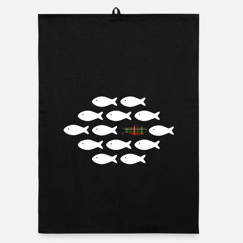 Unique Plaid Fish Organic dish towel