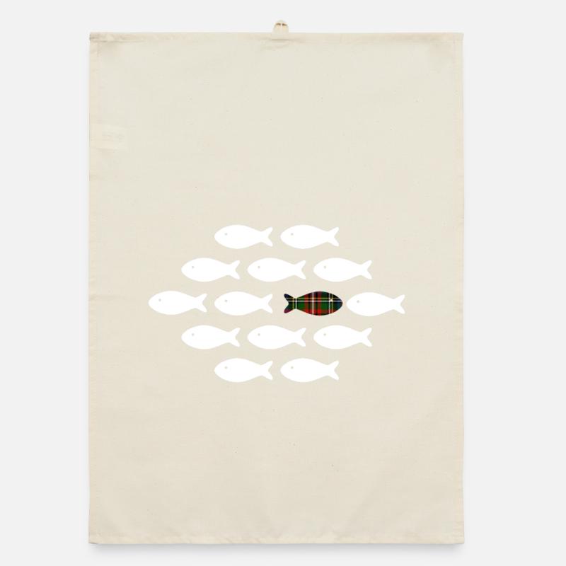 Unique Plaid Fish Organic dish towel