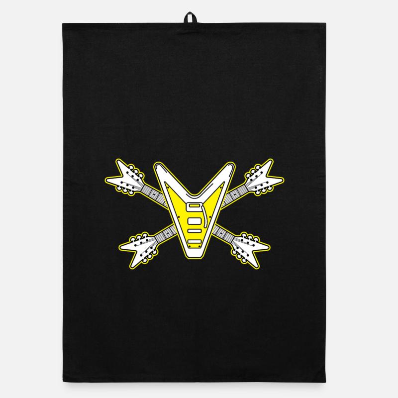Guitar Skull and Crossbones Organic dish towel
