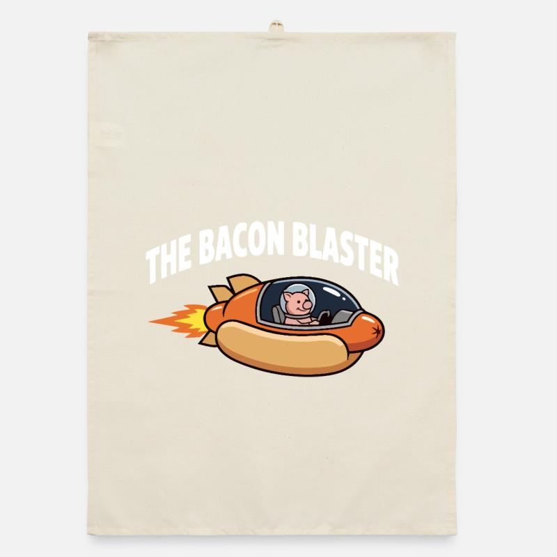 Bacon Blaster : design drôle de fusée Space Pig Torchon bio