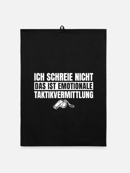 Fußballtrainer Emotionale Taktikvermittlung Spruch - Organic Geschirrtuch - Schwarz - Vorne