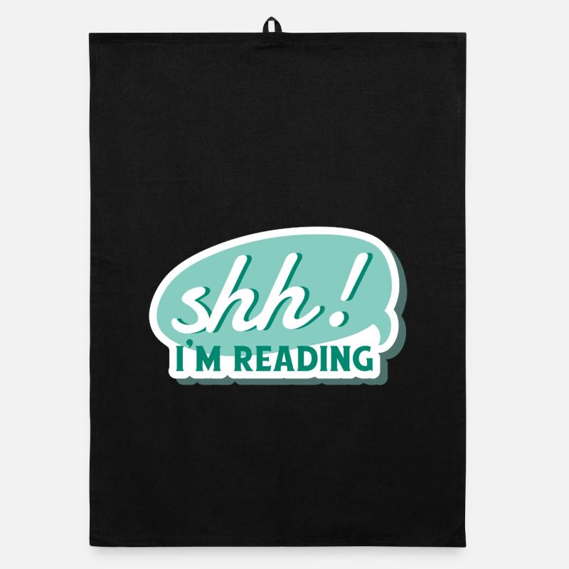Shh! I'm Reading - Ruhe, ich lese - Buch, Bücher - Organic Geschirrtuch - Schwarz