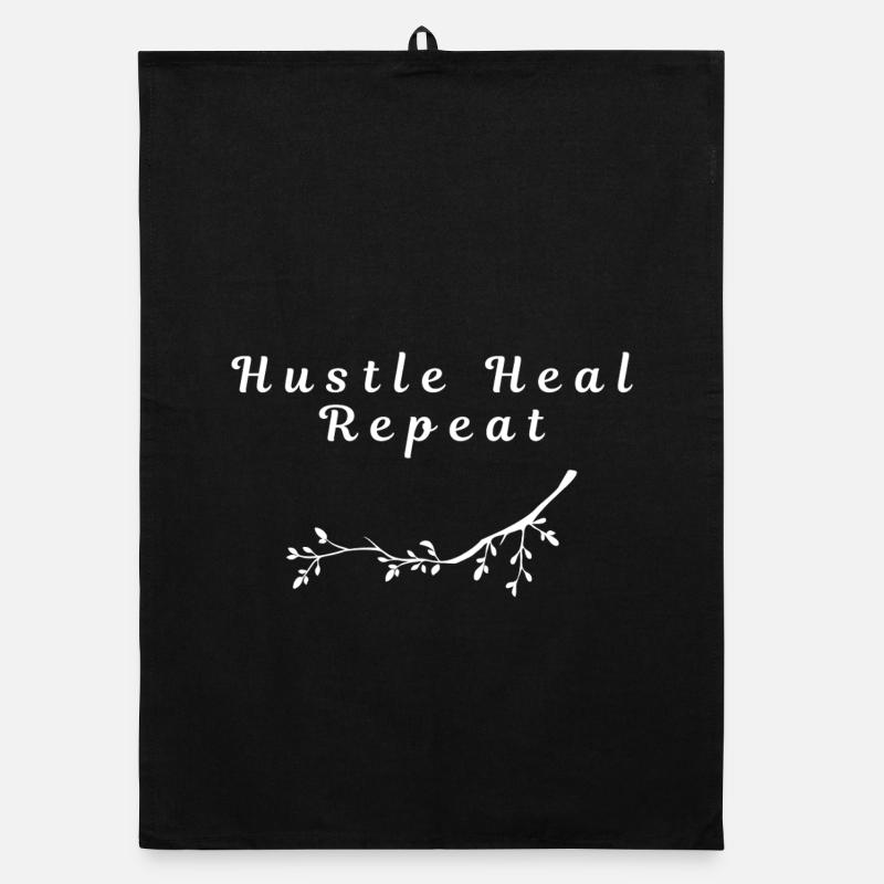 Hustle Heal Repeat - Design minimal motivant Torchon bio