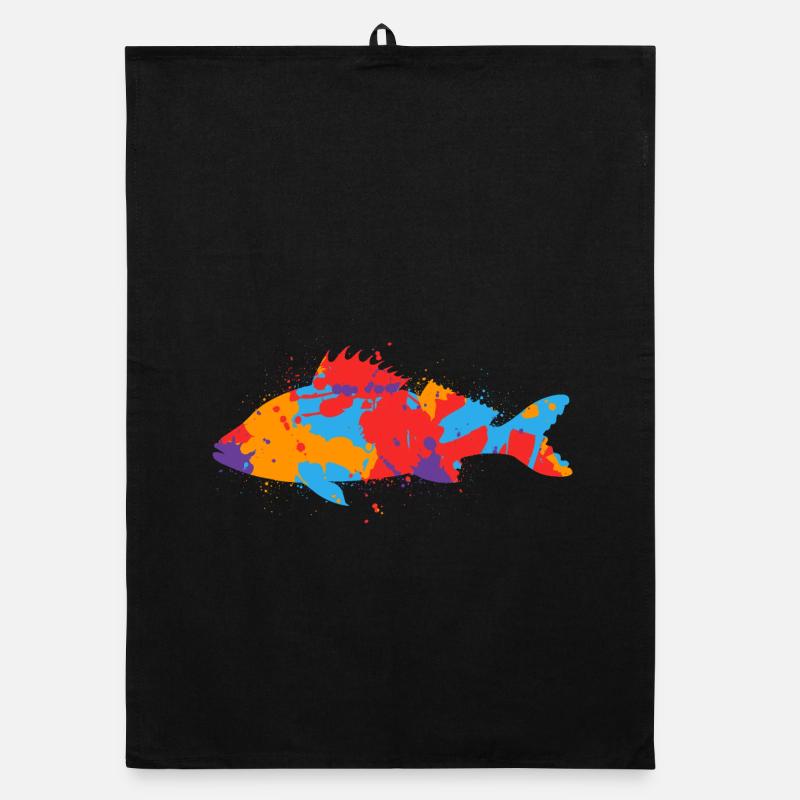 Coloré Perche Pêcheur Design Pêche à la perche Pêche Torchon bio