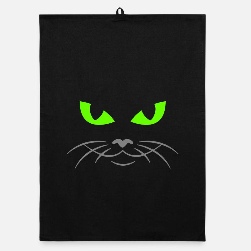 cat face - katzengesicht - Organic Geschirrtuch - Schwarz