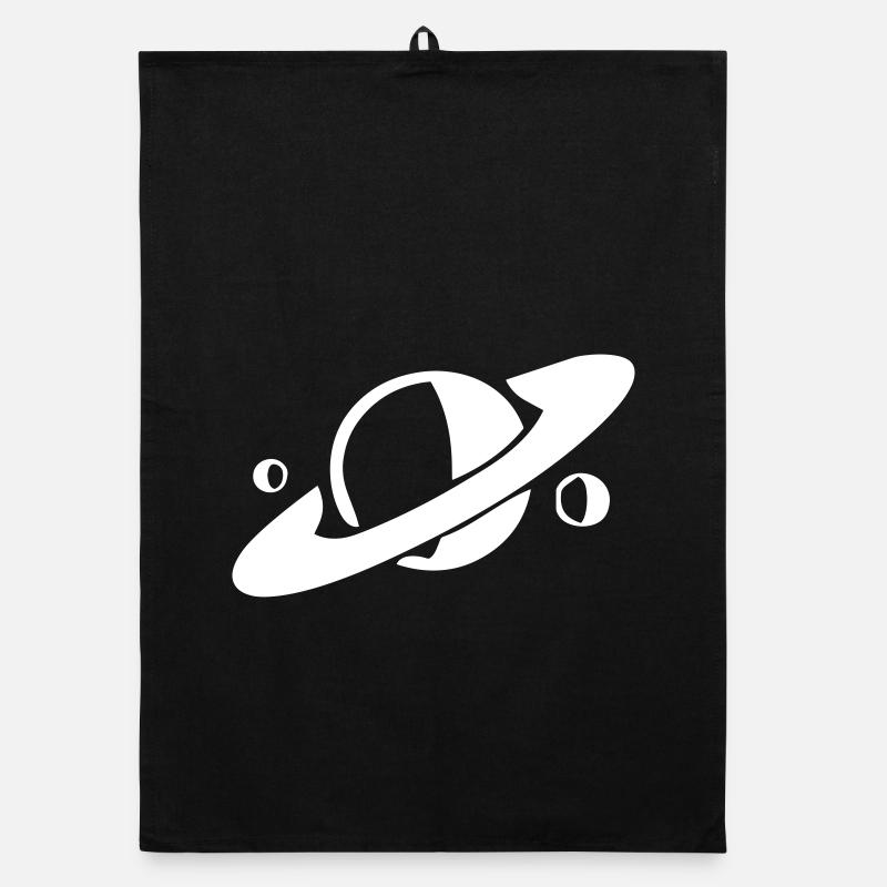 Saturne et ses lunes - Torchon bio - noir