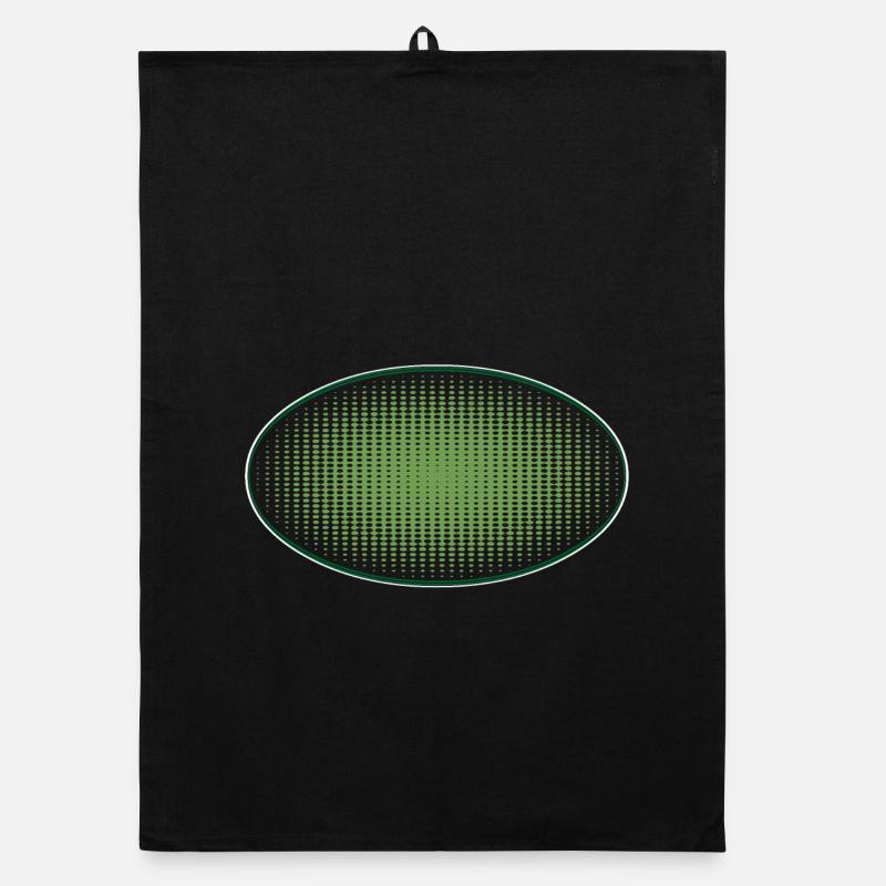 Oval green dots, with frame Organic dish towel