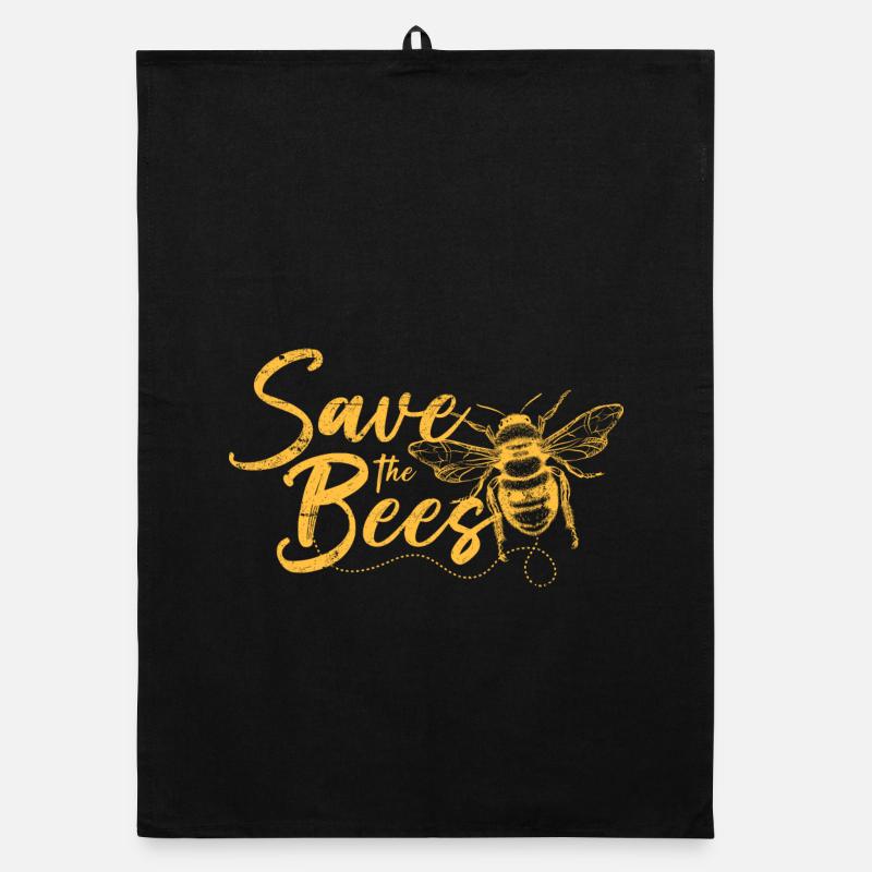 Save the Bees Artful Bee Design Organic dish towel