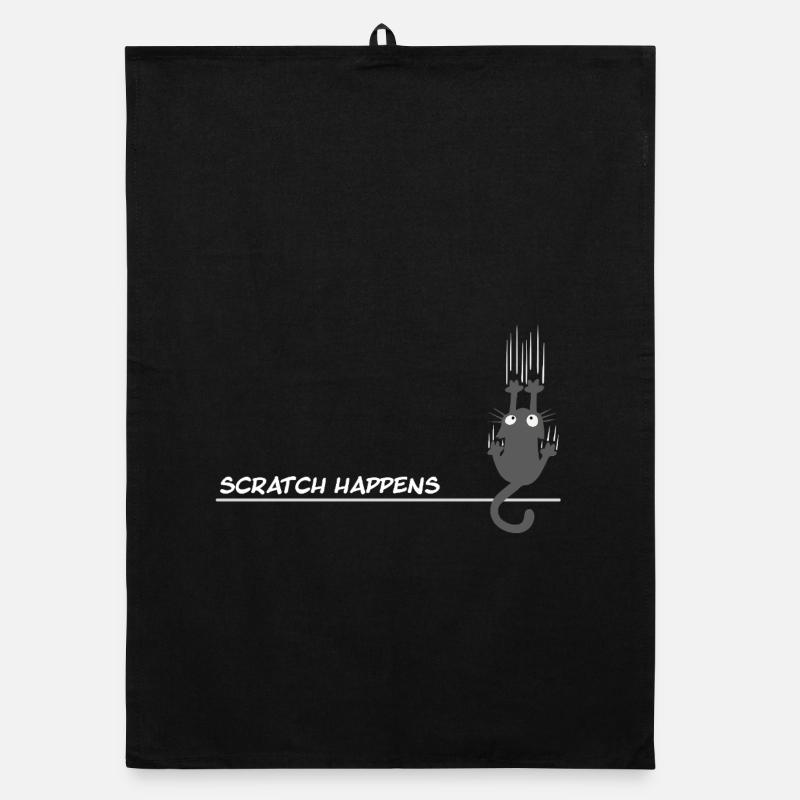 Scratch Happens - Jeu de mots amusant pour chat Torchon bio