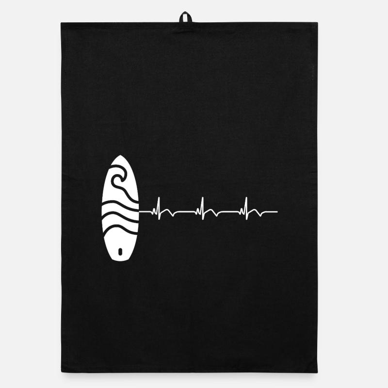 Surfboard Surfboard Surfer ECG Heartbeat Organic dish towel