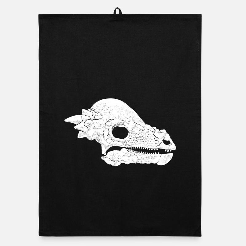 Pachycephalosaurus Fossil Schädel - Organic Geschirrtuch - Schwarz