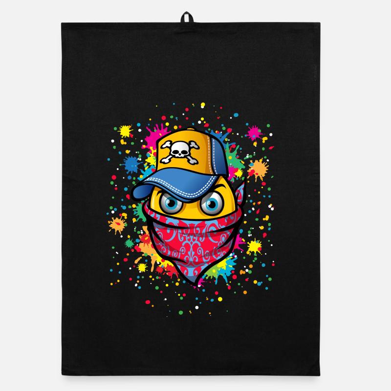 Mask and graffitis Organic dish towel